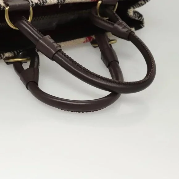 BURBERRY Nova Check Tote Bag Wool Beige Gold